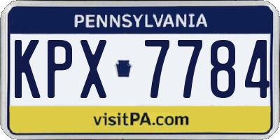 PA license plate KPX7784