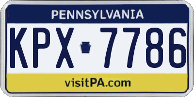 PA license plate KPX7786