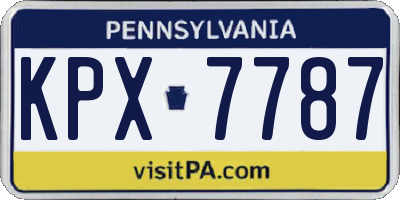PA license plate KPX7787