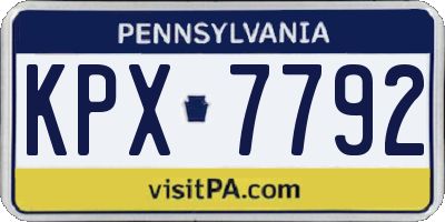 PA license plate KPX7792