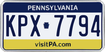 PA license plate KPX7794