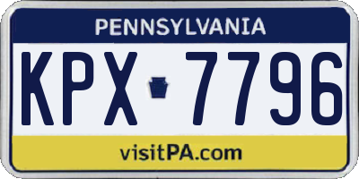 PA license plate KPX7796