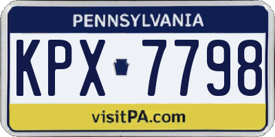 PA license plate KPX7798