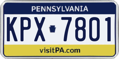 PA license plate KPX7801