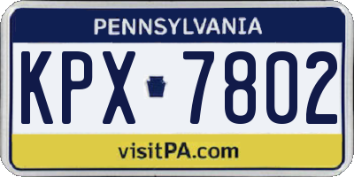 PA license plate KPX7802