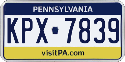 PA license plate KPX7839