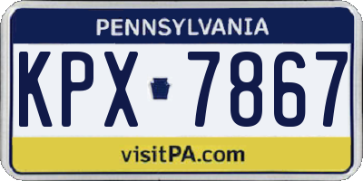 PA license plate KPX7867