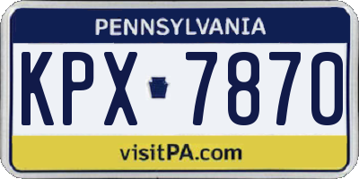 PA license plate KPX7870