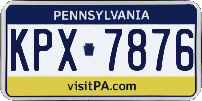 PA license plate KPX7876