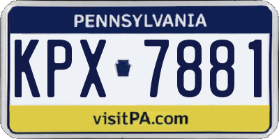 PA license plate KPX7881