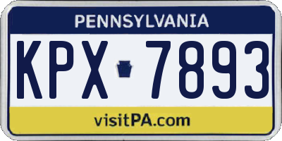 PA license plate KPX7893