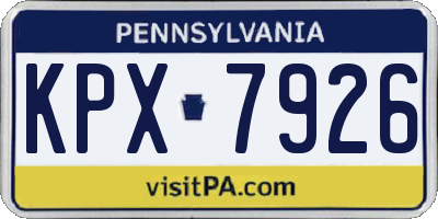 PA license plate KPX7926
