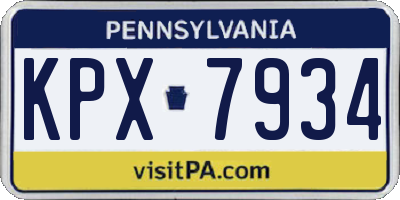 PA license plate KPX7934