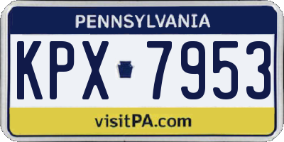 PA license plate KPX7953