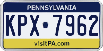 PA license plate KPX7962