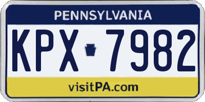 PA license plate KPX7982