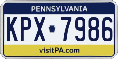 PA license plate KPX7986