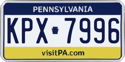 PA license plate KPX7996