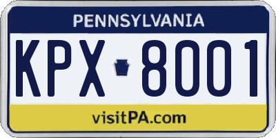 PA license plate KPX8001
