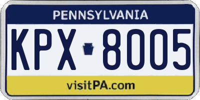 PA license plate KPX8005
