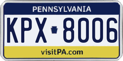 PA license plate KPX8006