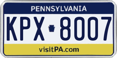 PA license plate KPX8007