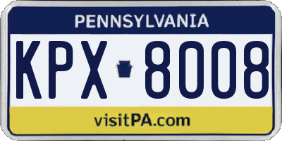 PA license plate KPX8008