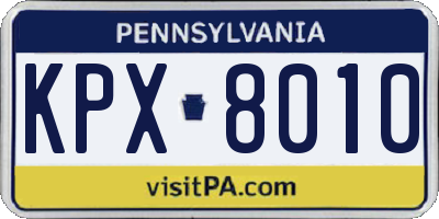 PA license plate KPX8010