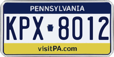 PA license plate KPX8012