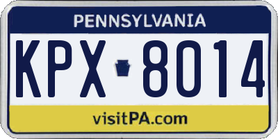 PA license plate KPX8014