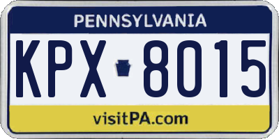 PA license plate KPX8015