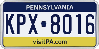 PA license plate KPX8016