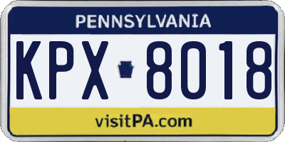 PA license plate KPX8018