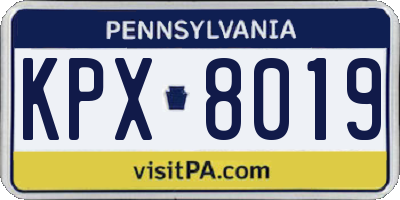 PA license plate KPX8019