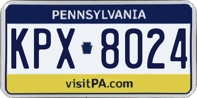 PA license plate KPX8024