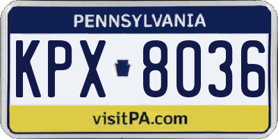 PA license plate KPX8036