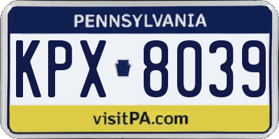 PA license plate KPX8039