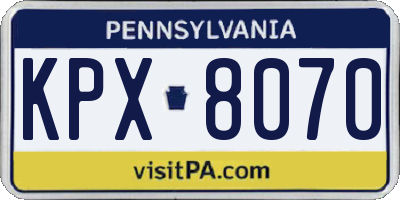 PA license plate KPX8070