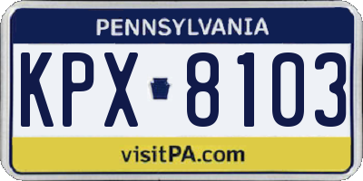 PA license plate KPX8103