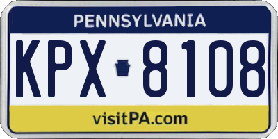 PA license plate KPX8108