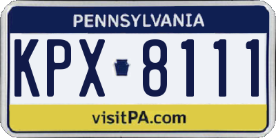 PA license plate KPX8111