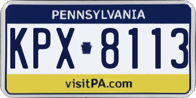 PA license plate KPX8113