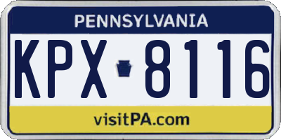 PA license plate KPX8116