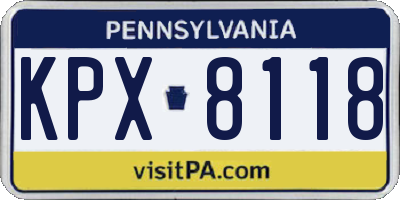 PA license plate KPX8118