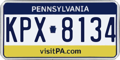 PA license plate KPX8134