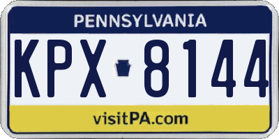 PA license plate KPX8144