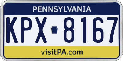 PA license plate KPX8167