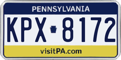 PA license plate KPX8172