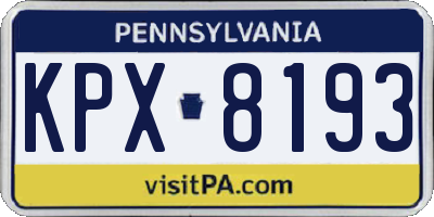 PA license plate KPX8193