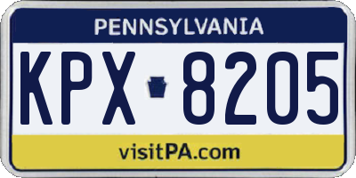 PA license plate KPX8205